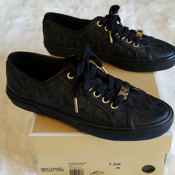 Michael Kors Shoes - *Sale 6 Hours Only* MK Boerum Black & Gold Sneaker